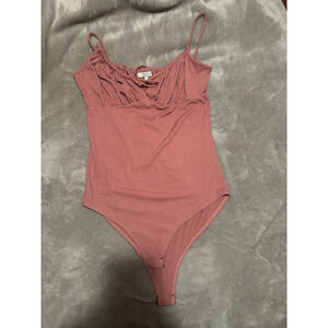 Women's Gaze Dusty Rose Ribbed Bodysuit M